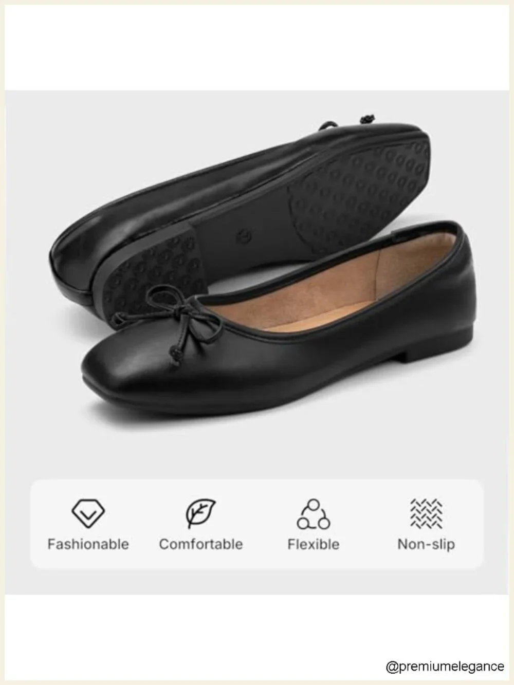 Women's Ballet Flats with Bow Square Toe Slip On Dressy Causal Comfortable Shoes